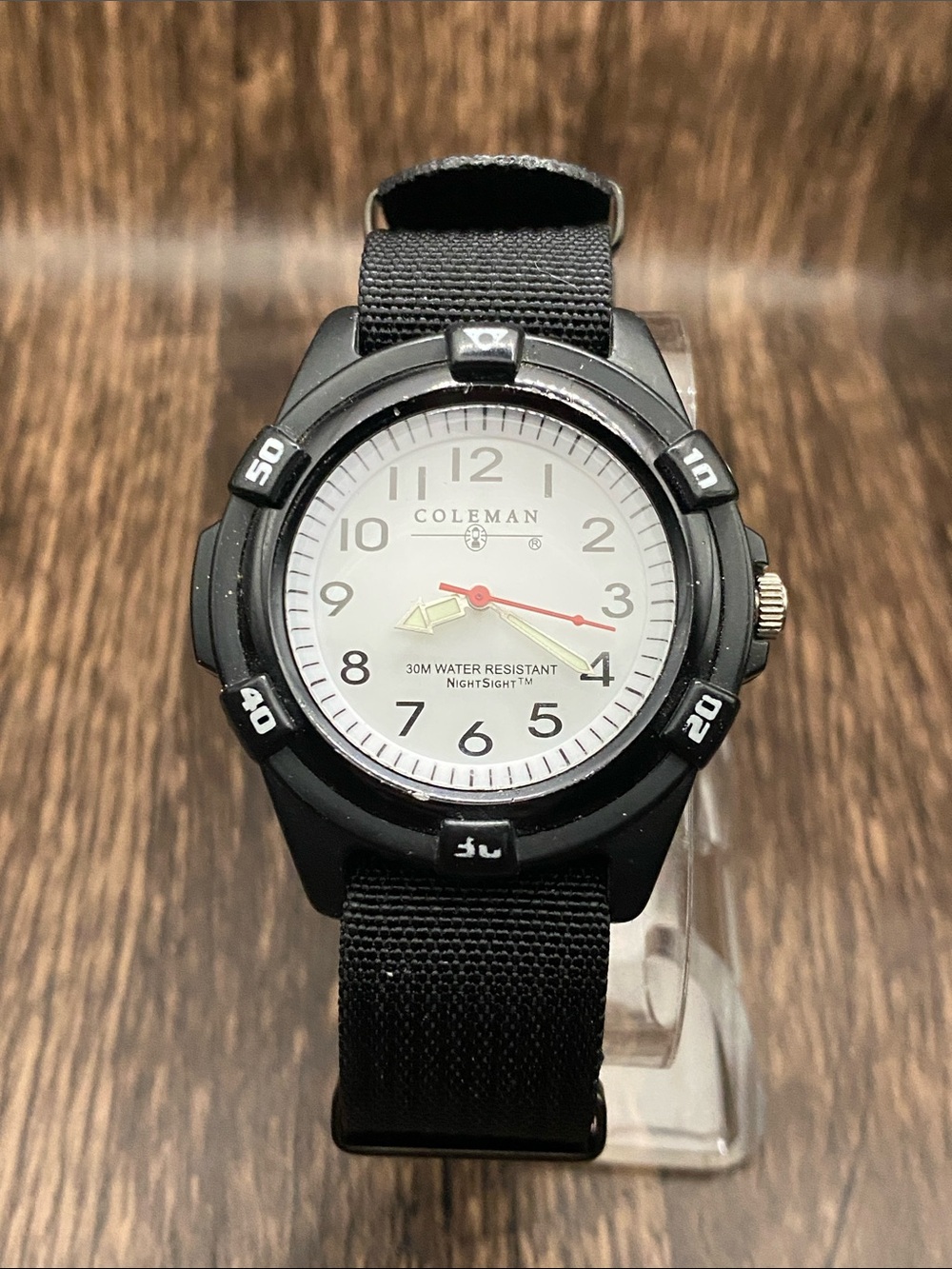 Coleman Glowing Black and White Analog Field Watch new nato band working